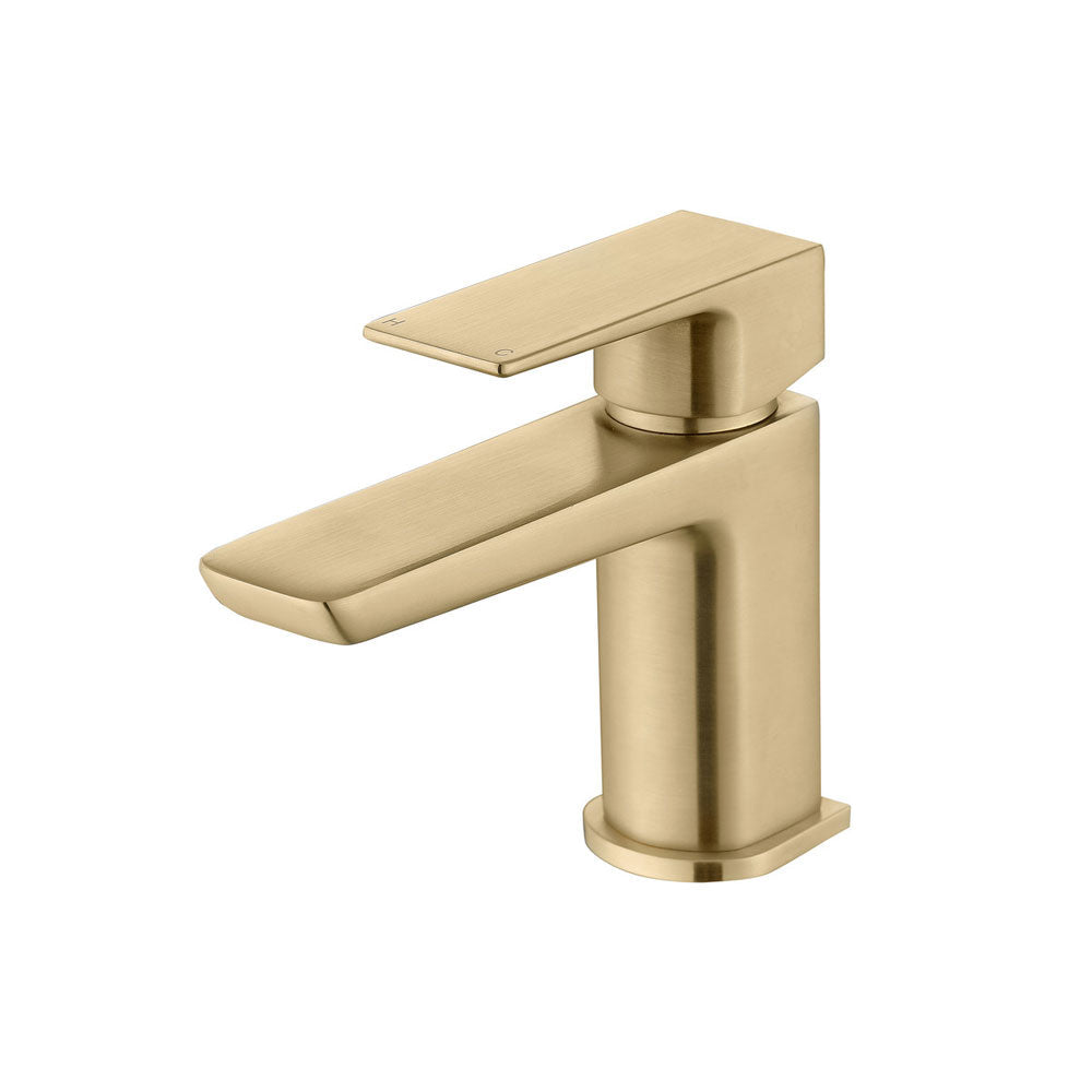 Comet Single Lever Cloakroom Basin Mixer Including Waste Brushed Brass Bathwise