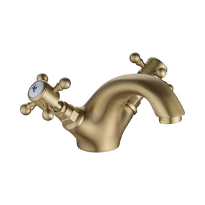 Auvellis Solenne Twin-Handle Basin Mixer with Pop-Up Waste | Brushed Brass | PFDITS1336 | image 1