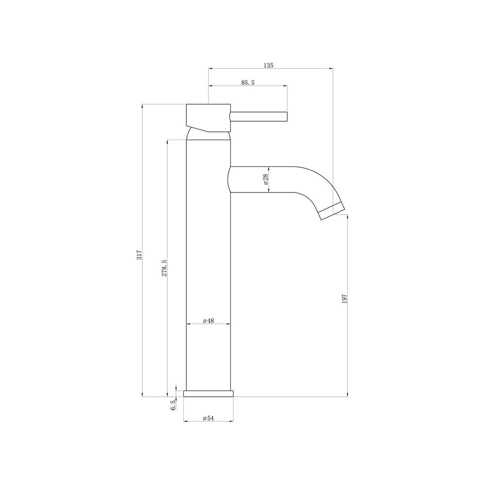 Auvellis Vela Tall Basin Mixer in Brushed Bronze detail