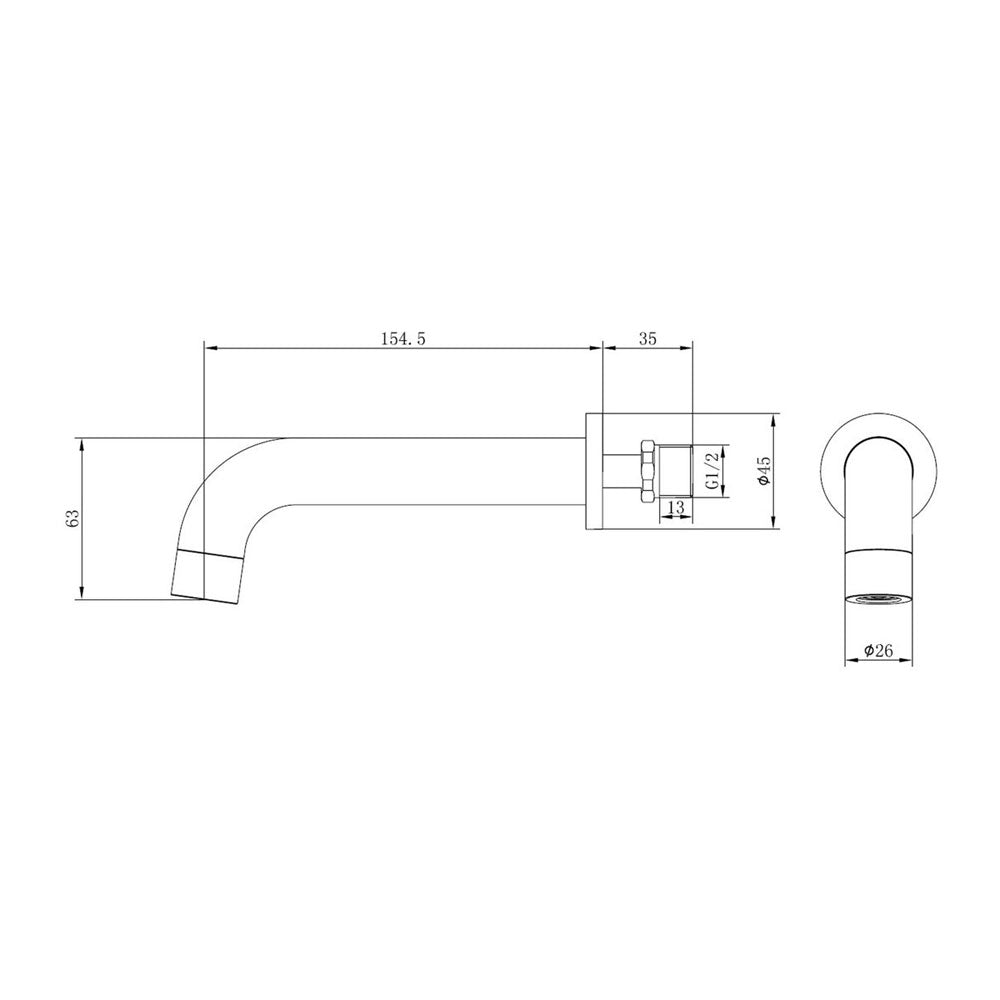 Auvellis Vela 155mm Wall-Mounted Basin Mixer in Chrome detail