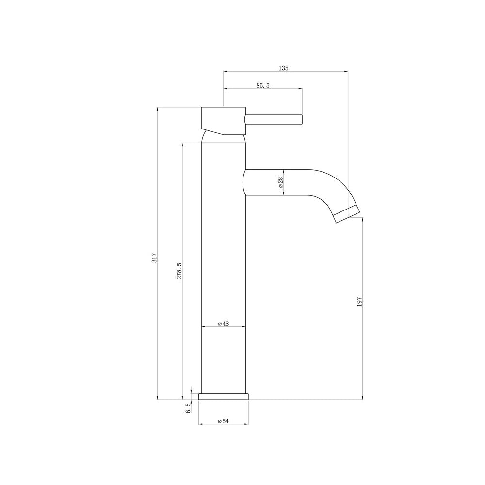 Auvellis Vela Tall Basin Mixer in Matt Black detail