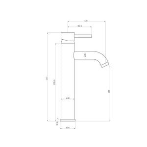 Auvellis Vela Tall Basin Mixer in Matt Black detail