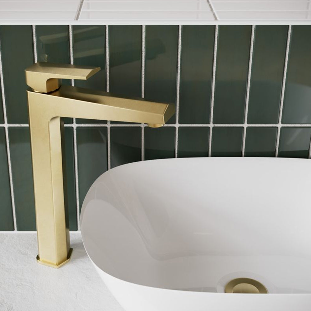 Auvellis Arven Architectural Basin Mixer with Waste in Brushed Brass detail