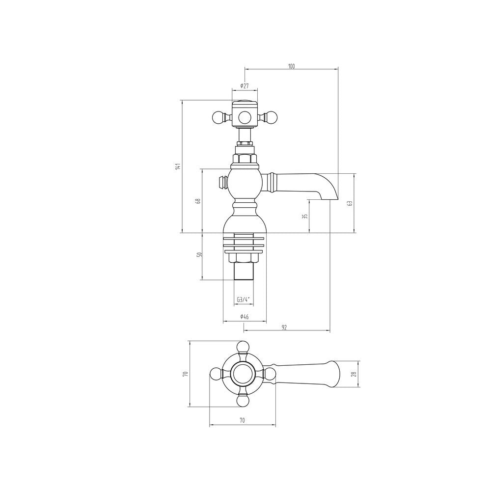 Tadlow Basin Pillar Taps Chrome