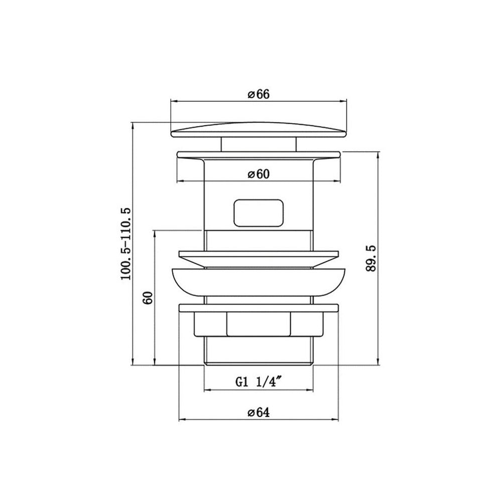 Auvellis Nexara Slotted Mushroom Press-to-Open Basin Waste – Brushed Brass detail view