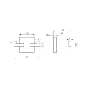 Auvellis Sydney Square Double Robe Hook detail