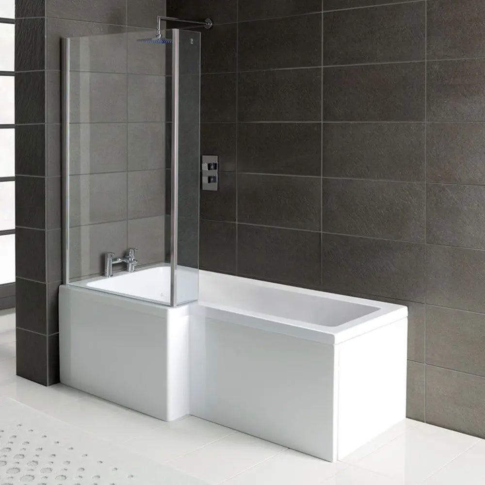 Pureflo 1700x700-885mm Shower Bath 0th With Screen And Bath Panels Pureflo