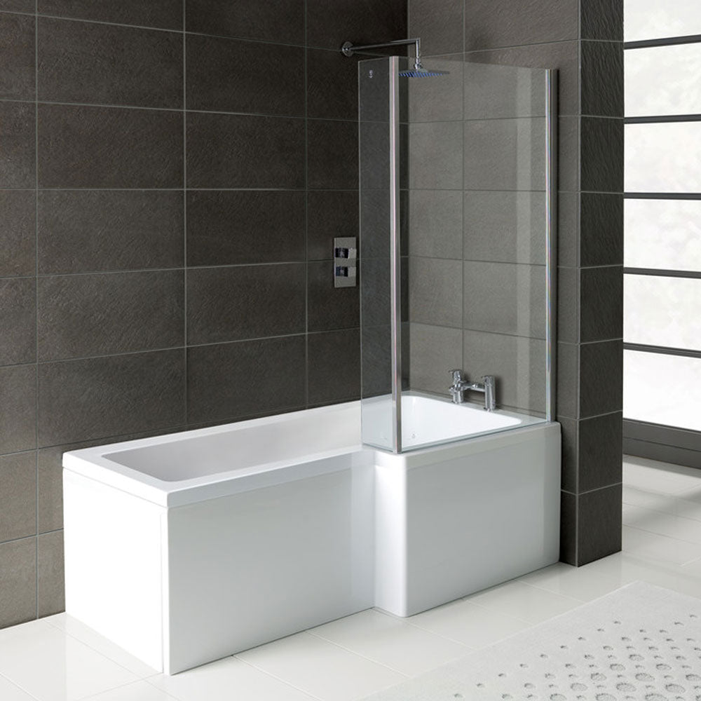 Pureflo 1700x700-885mm Shower Bath 0th With Screen And Bath Panels