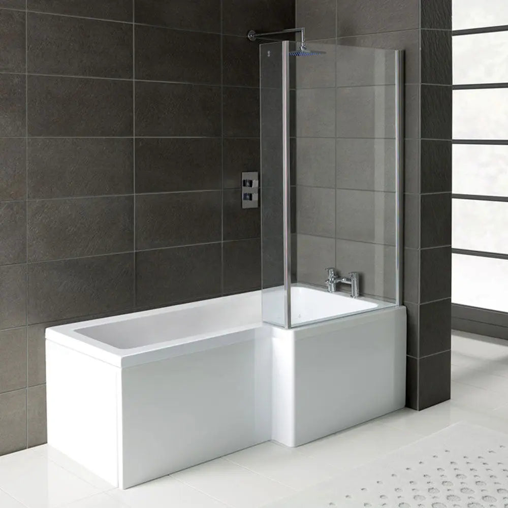 Pureflo 1700x700-885mm Shower Bath 0th With Screen And Bath Panels Pureflo