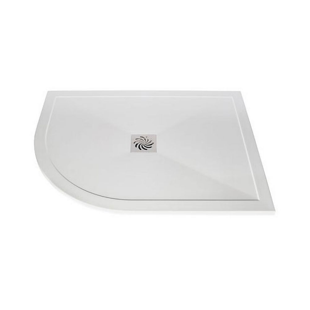 Pureflo 900x900mm Quadrant 25mm Ultra Slim Shower Tray (Stone Resin) With 90mm High Flow Waste