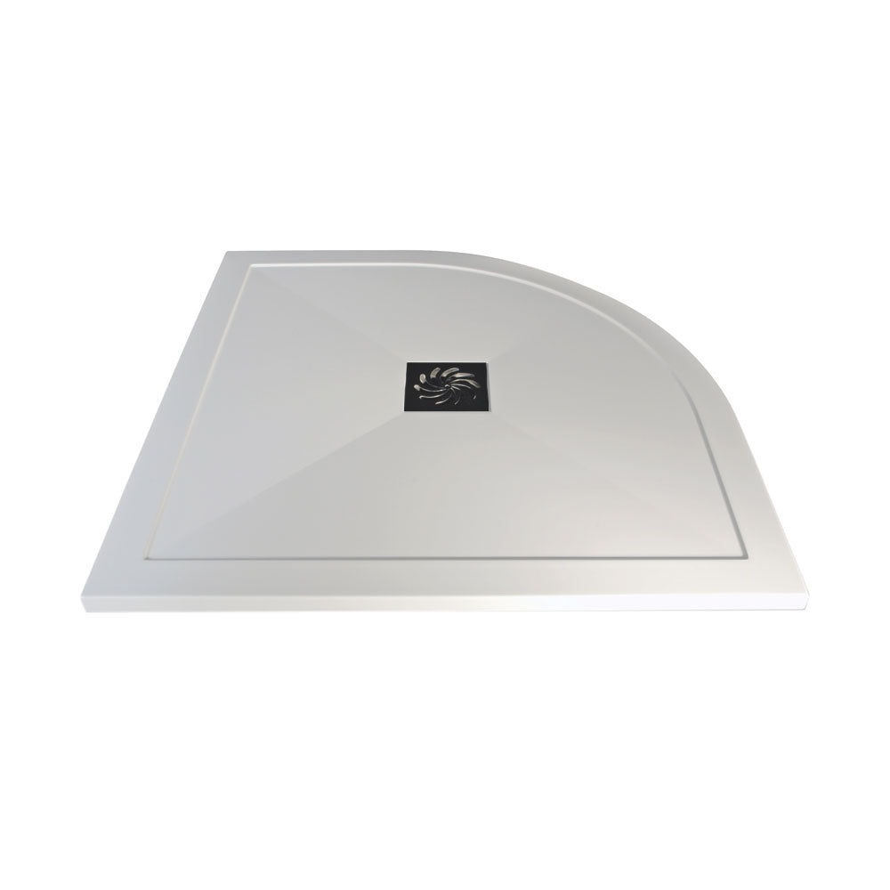 Pureflo Off-set Quadrant 25mm Ultra Slim Shower Tray (Stone Resin) With 90mm High Flow Waste