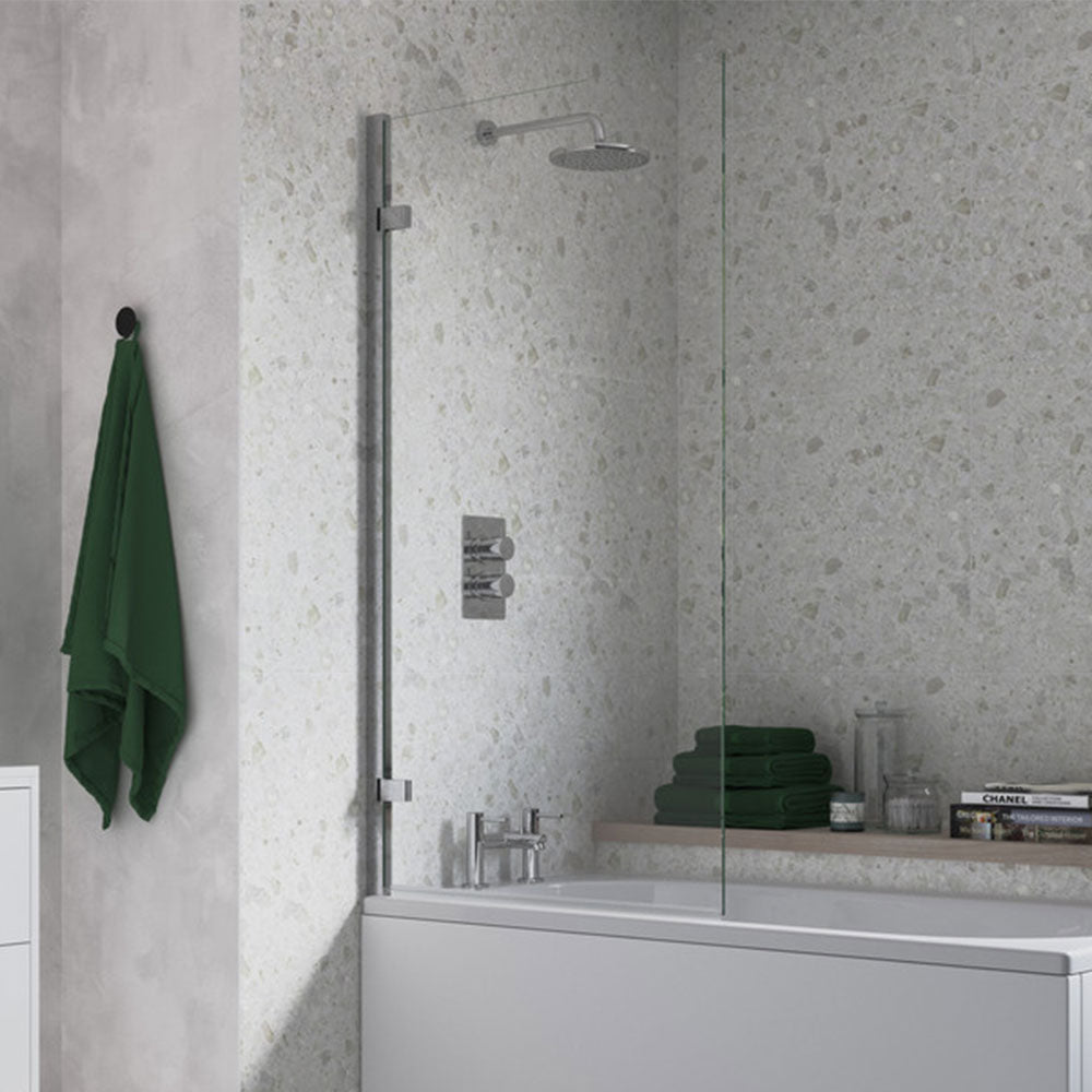 Auvellis Nexara Single Panel Hinged Bath Screen Chrome