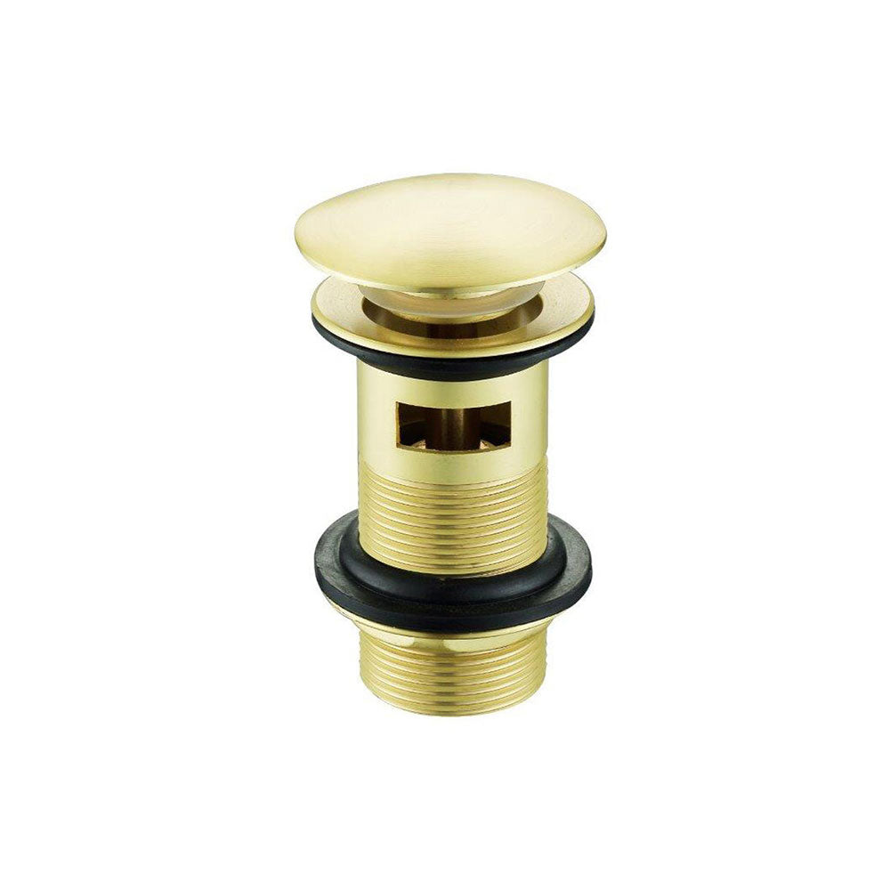 Auvellis Nexara Slotted Mushroom Press-to-Open Basin Waste – Brushed Brass (suitable for basins with overflows)