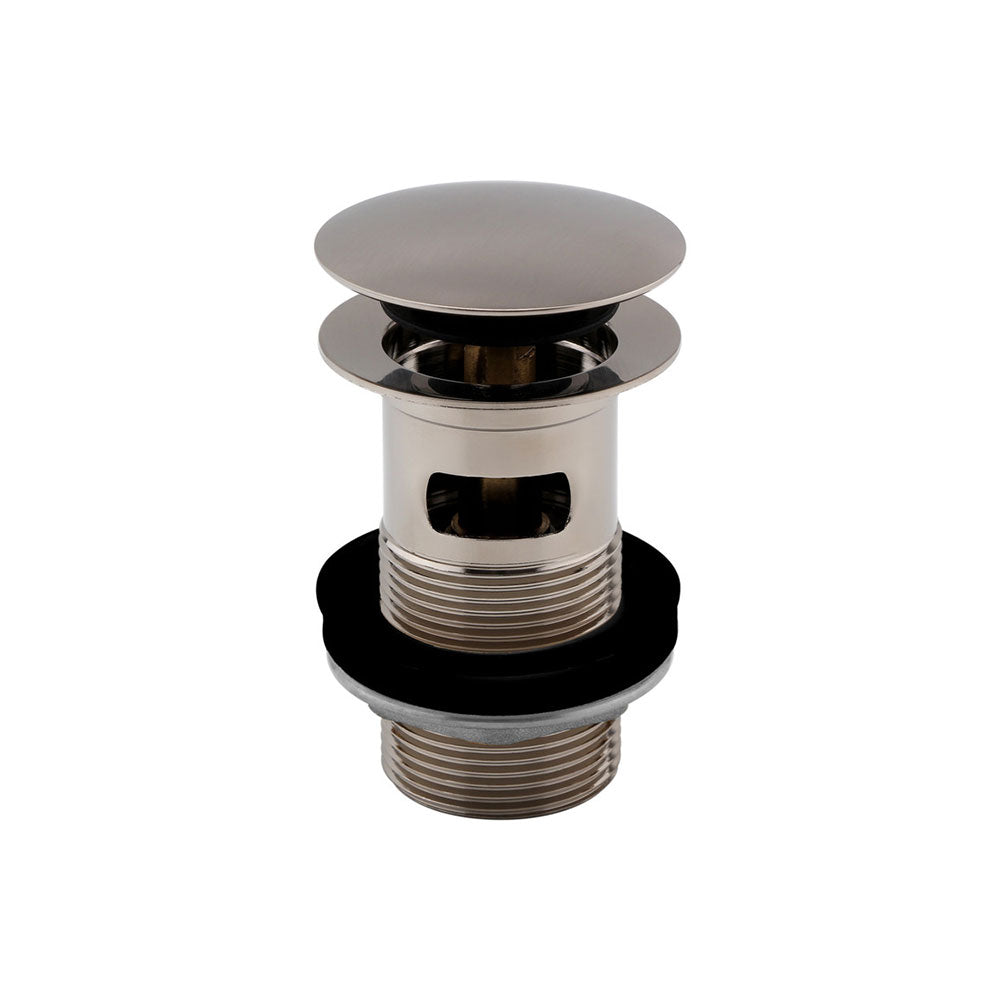 Auvellis Nexara Slotted Mushroom Press-to-Open Basin Waste – Stainless Steel (suitable for basins with overflows)