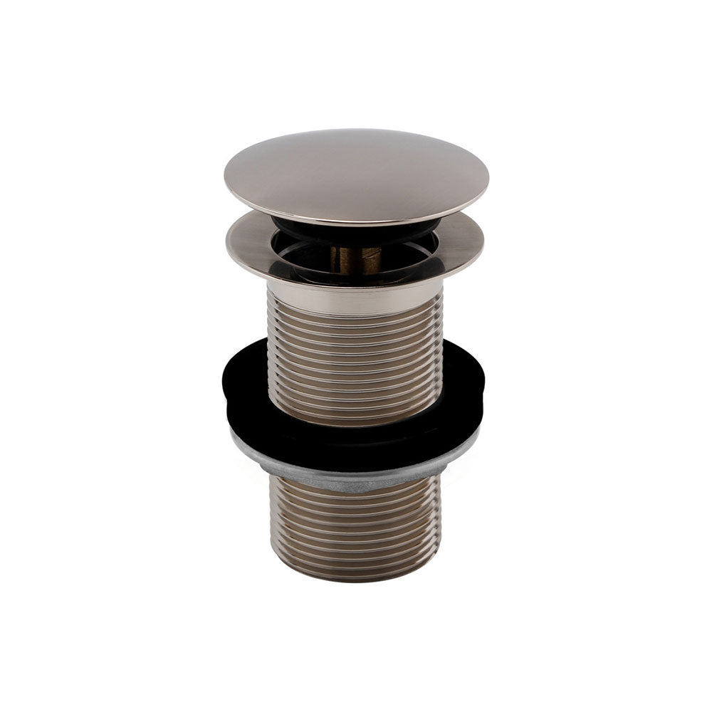 Auvellis Nexara Unslotted Mushroom Press-to-Open Basin Waste – Stainless Steel (suitable for basins without overflows)
