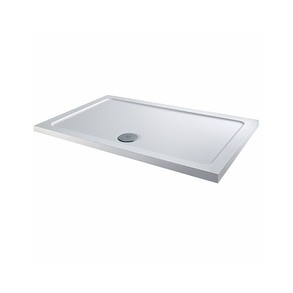 Rectangular 40mm Low Profile Shower Tray (Stone Resin) With 90mm High Flow Waste