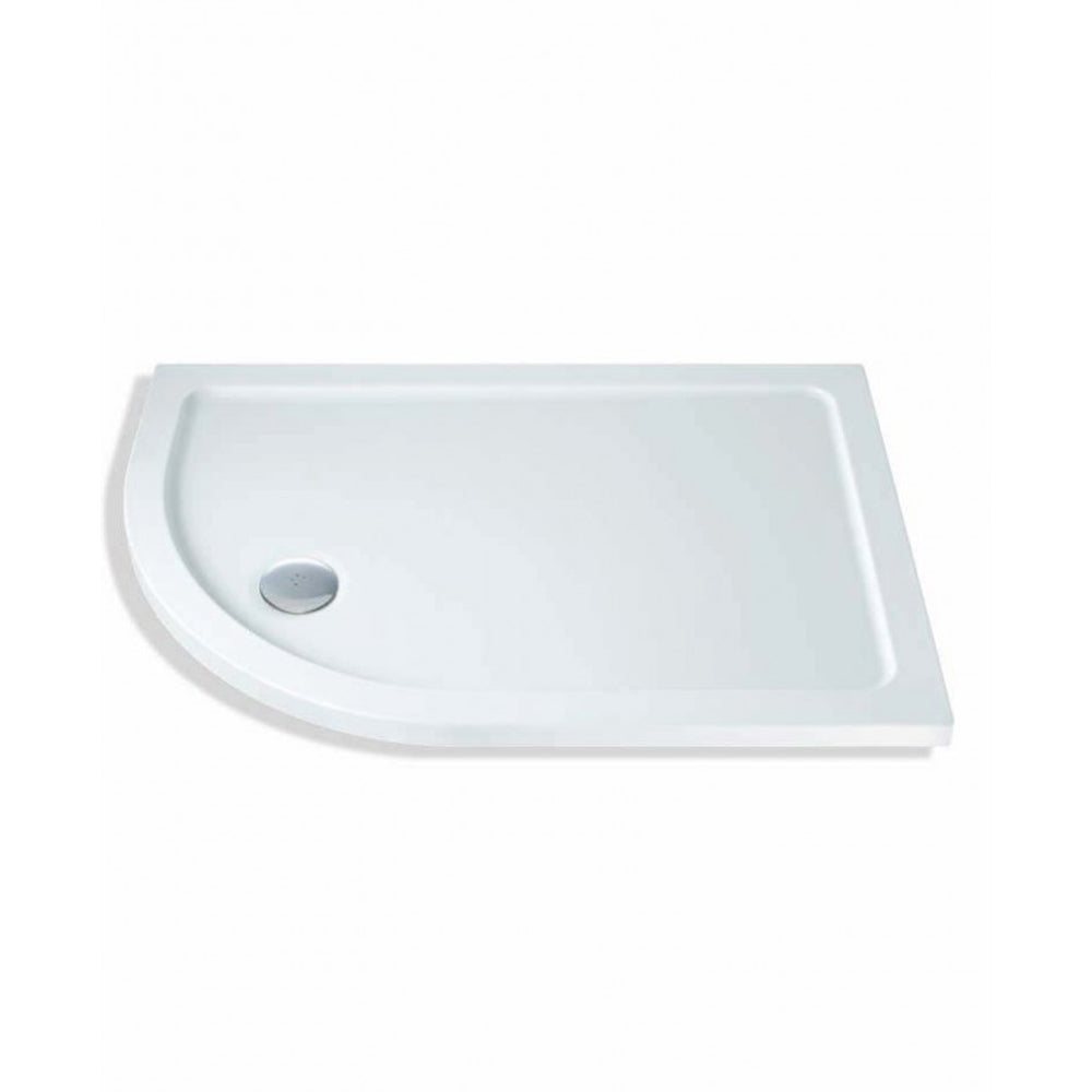 Rio Offset Quadrant 40mm Low Profile Shower Tray (Stone Resin) With 90mm High Flo Waste