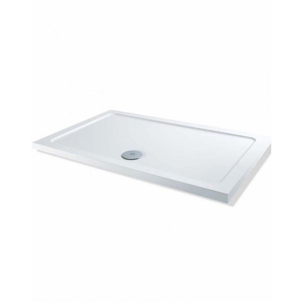Rio Rectangular 40mm Low Profile Shower Tray (Stone Resin) With 90mm High Flo Waste