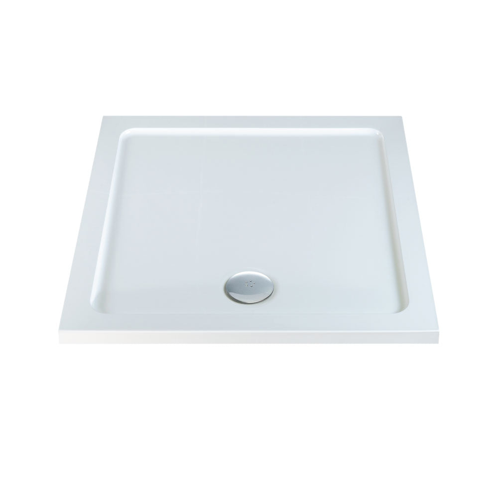 Rio Square 40mm Low Profile Shower Tray (Stone Resin) With 90mm High Flo Waste