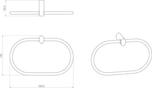Auvellis Nexara 220mm towel ring dimensions drawing
