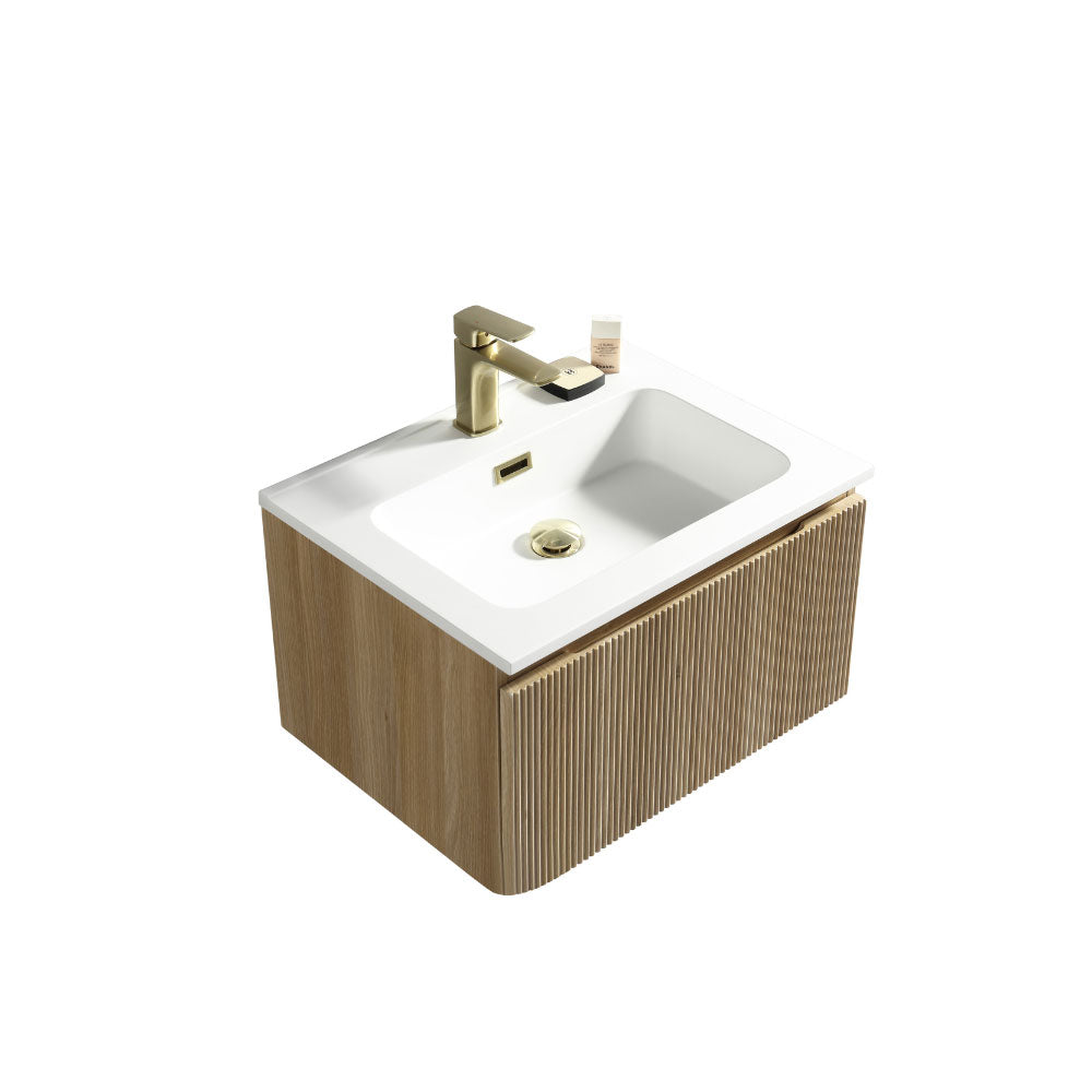 Fluato Fluted Wall Hung Vanity Unit With Matte White Washbasin