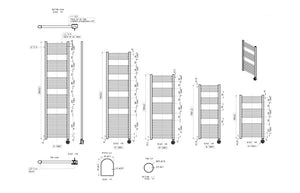 Auvellis Tivor electric towel rail dimensions