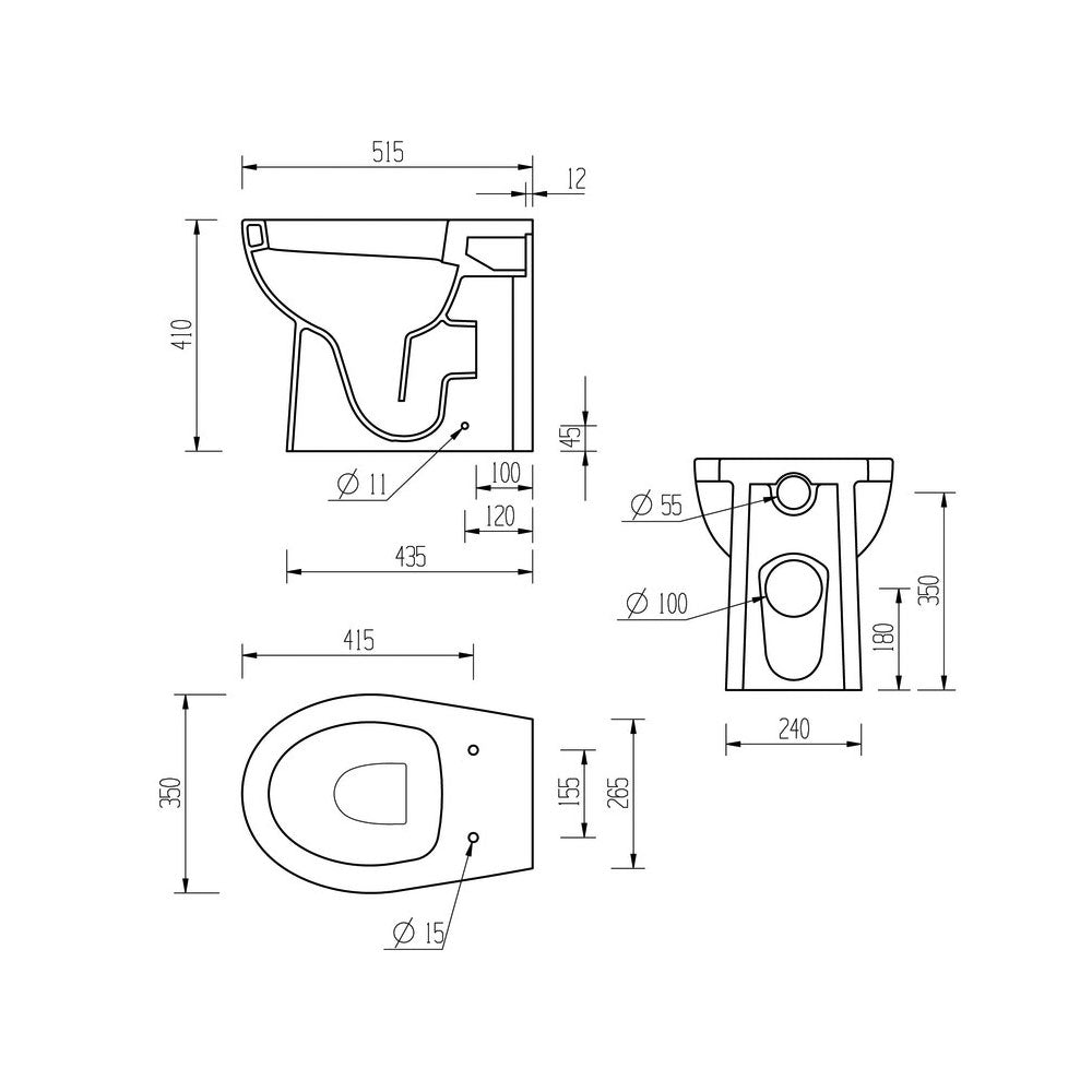 Auvellis Tuscany Back To Wall Toilet With Soft Closing Seat