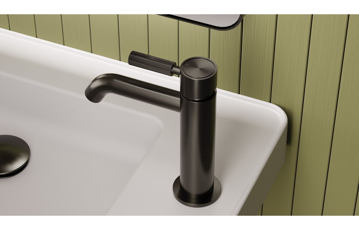 Auvellis Refine Basin Mixer – Gunmetal – technical view 1