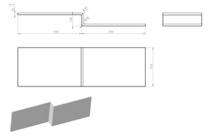 Auvellis 1700mm L shape front bath panel dimensions and profile