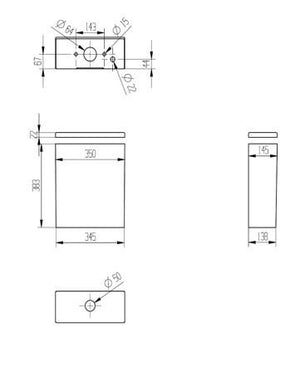 Auvellis Arlo toilet cistern technical dimensions