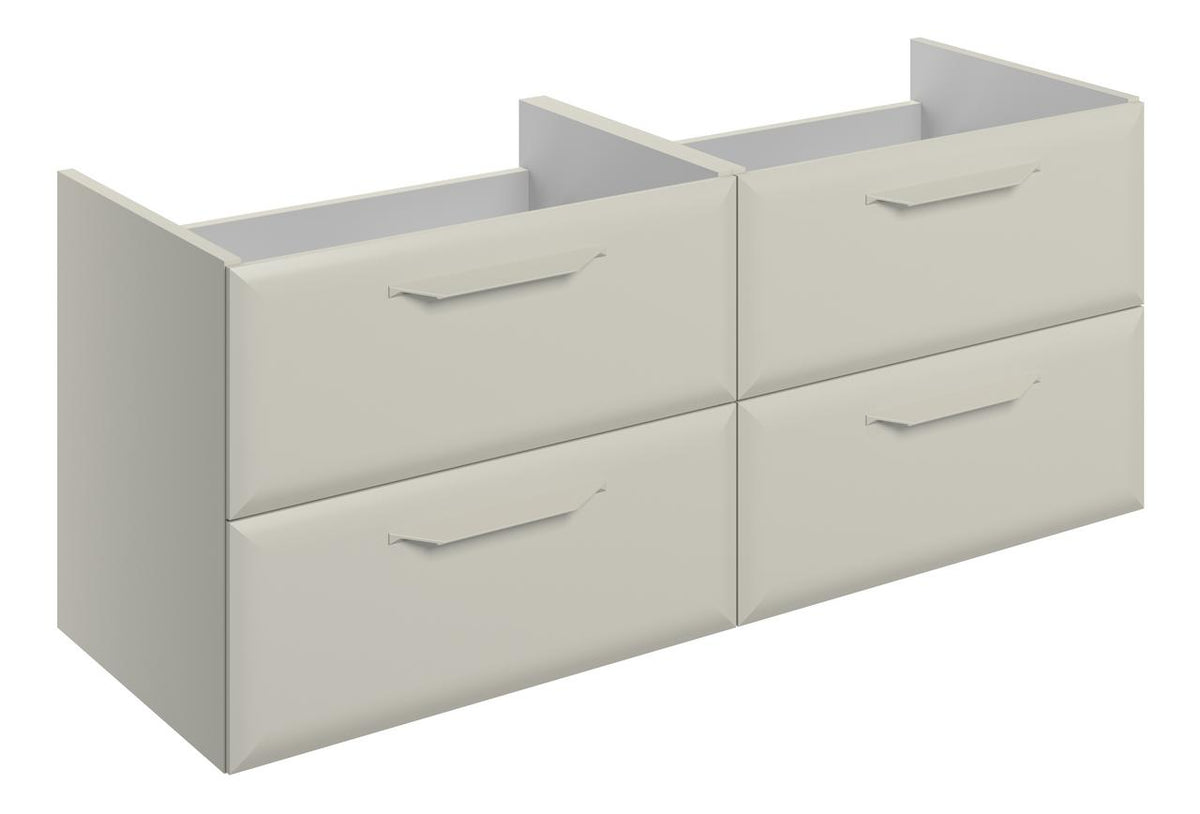 Auvellis Arven 1180mm wall-hung 4-drawer basin unit in Matt Latte