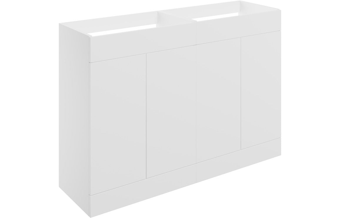 Auvellis Arven 1180mm floor-standing four-door modular vanity run in matt white