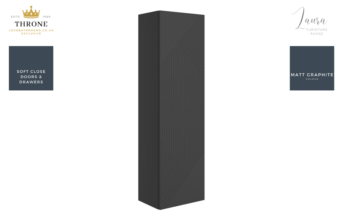 Auvellis Arven 350mm slim-depth wall-hung tall cabinet in matt graphite grey