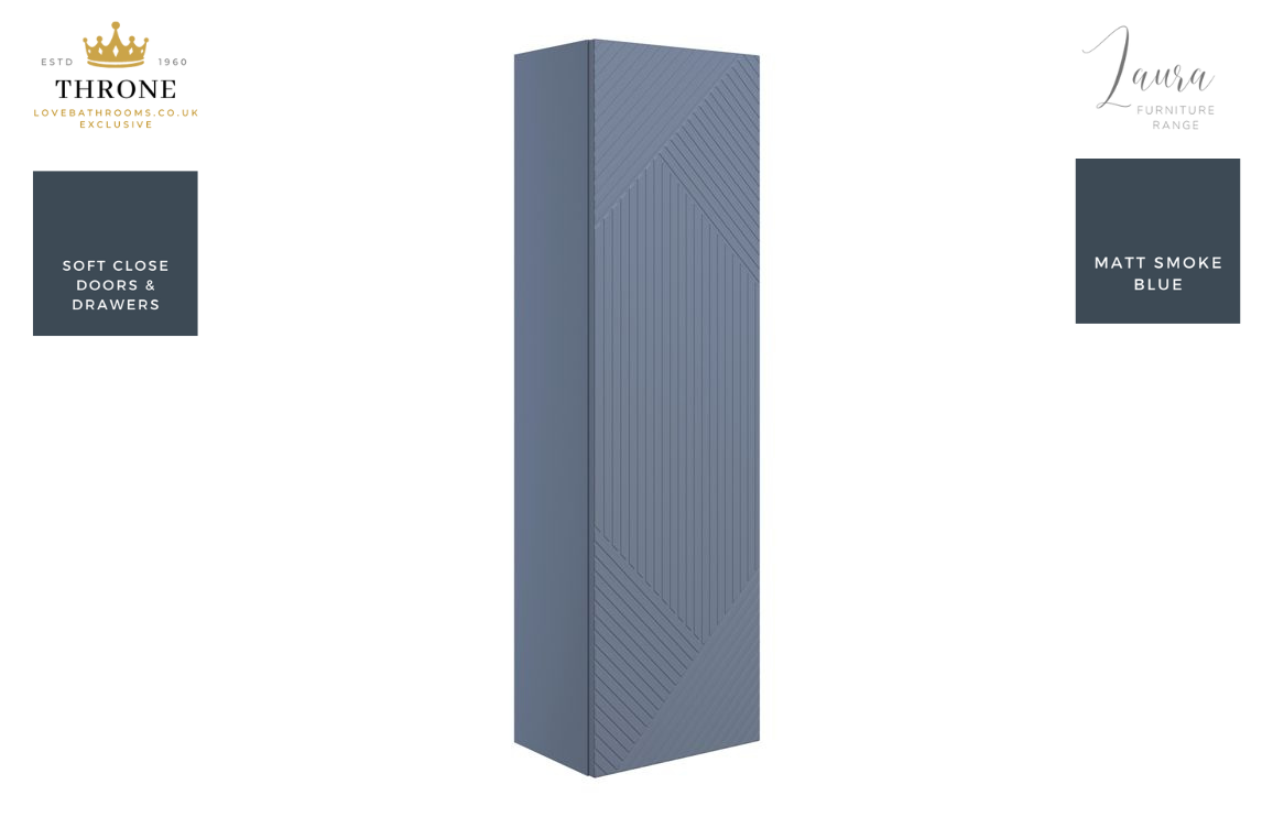 Auvellis Arven 350mm slim-depth wall-hung tall cabinet in matt smoke blue