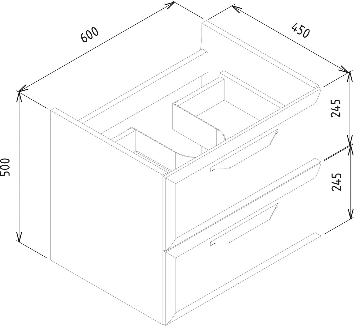 Auvellis Arven 600mm wall-hung 2-drawer basin unit – bathroom setting