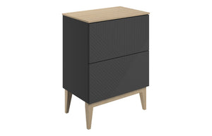 Auvellis Arven 610mm slim-depth floor-standing vanity with maple-effect worktop in matt graphite grey