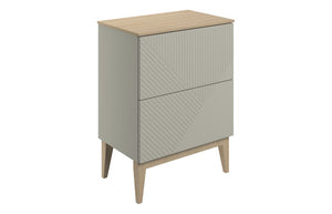 Auvellis Arven 610mm slim-depth floor-standing vanity with maple-effect worktop in matt oat