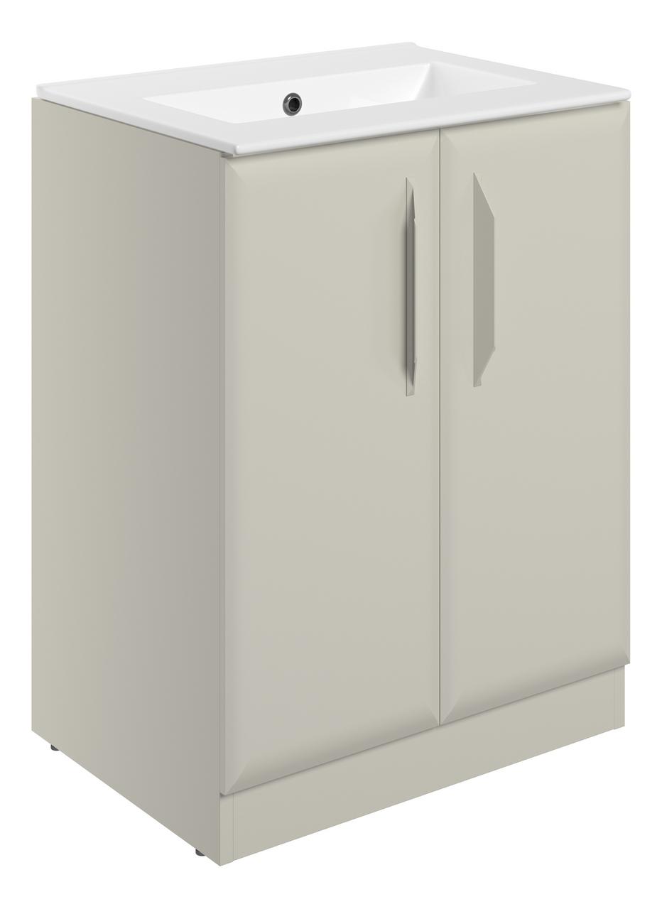 Auvellis Arven 615mm floor-standing vanity with 0-tap-hole basin in Matt Latte