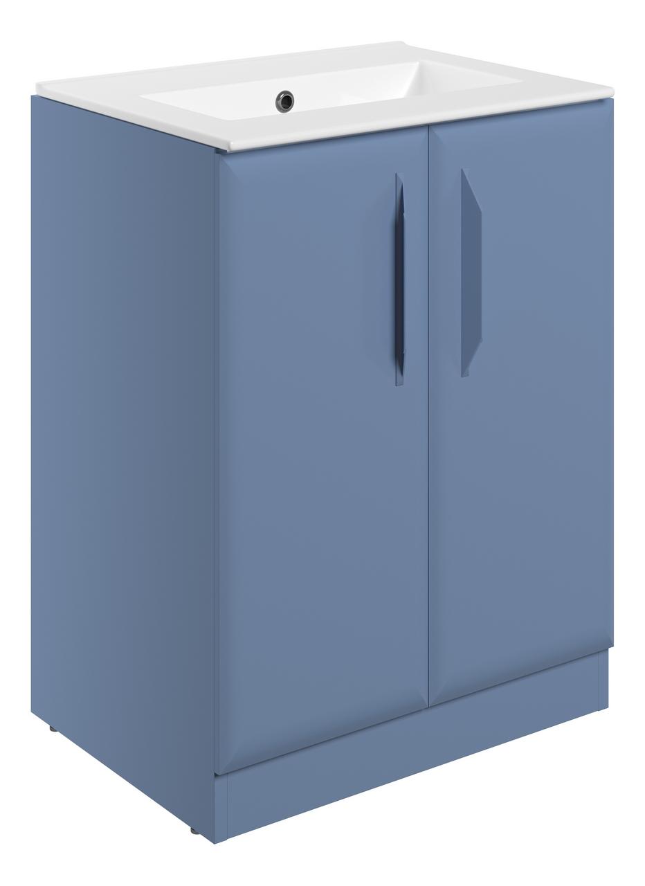Auvellis Arven 615mm floor-standing vanity with 0-tap-hole basin in Matt Misty Blue