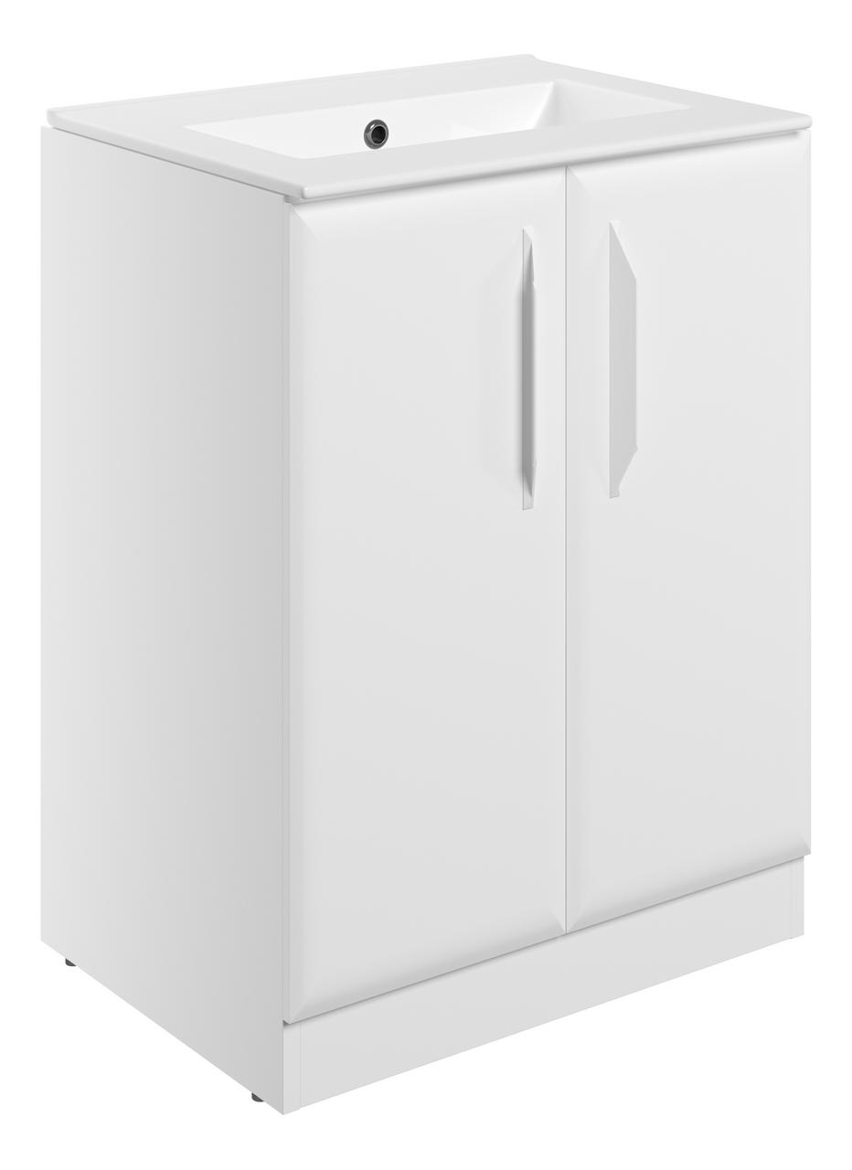 Auvellis Arven 615mm floor-standing vanity with 0-tap-hole basin in Matt White