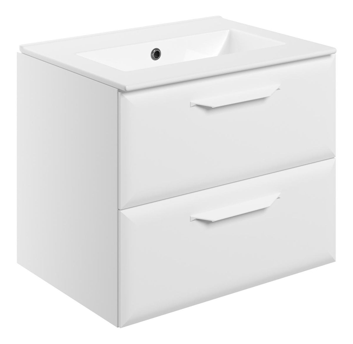 Auvellis Arven 615mm wall-hung vanity with 0-tap-hole basin in Matt White