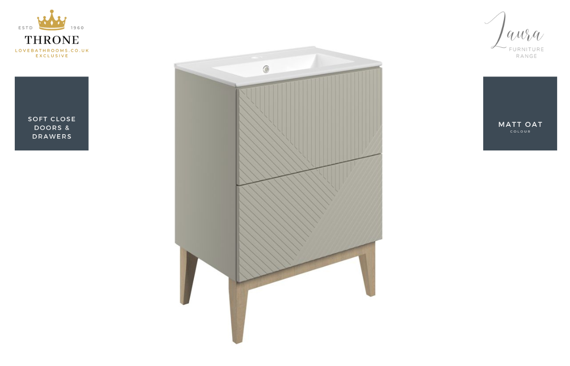 Auvellis Arven 615mm slim-depth floor-standing vanity with ceramic basin in matt oat
