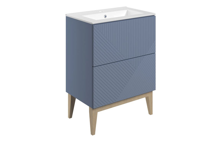 Auvellis Arven 615mm Slim-Depth Floor-Standing Twin-Drawer Vanity with Ceramic Basin
