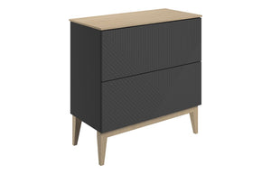 Auvellis Arven 810mm slim-depth floor-standing vanity with maple-effect worktop in matt graphite grey