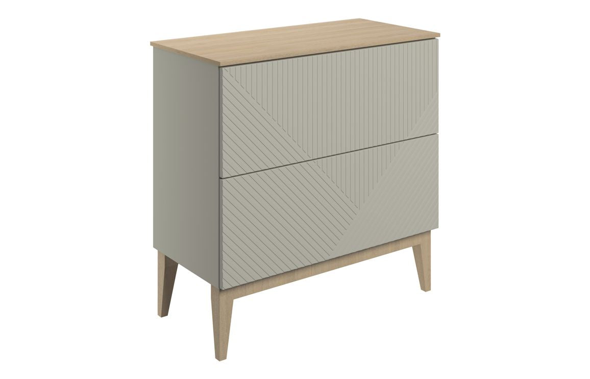 Auvellis Arven 810mm slim-depth floor-standing vanity with maple-effect worktop in matt oat