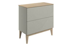 Auvellis Arven 810mm slim-depth floor-standing vanity with maple-effect worktop in matt oat