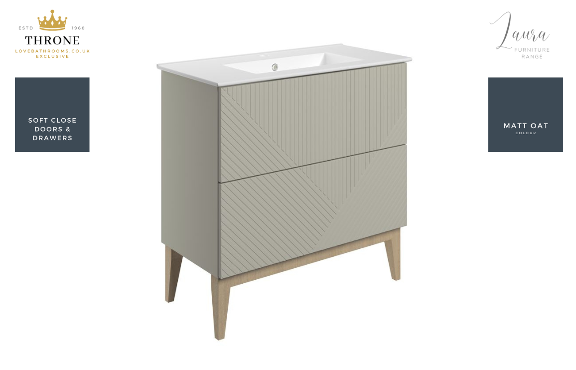 Auvellis Arven 815mm slim-depth floor-standing vanity with ceramic basin in matt oat