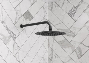 Auvellis Nexara 320mm round wall-mounted shower arm installed