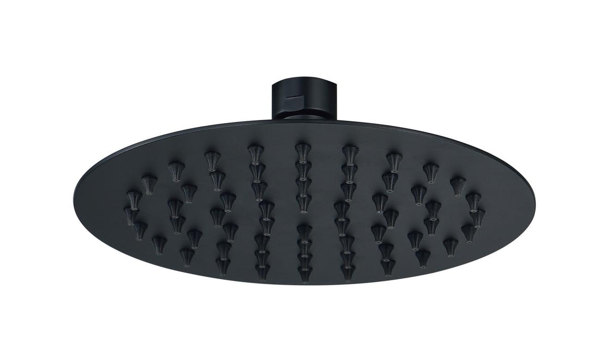 Auvellis Nexara ultra-slim round fixed shower head in Matt Black – 250mm