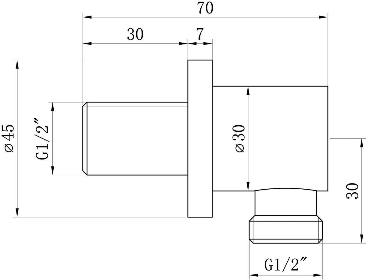 Auvellis Nexara Brushed Brass wall outlet elbow dimensions